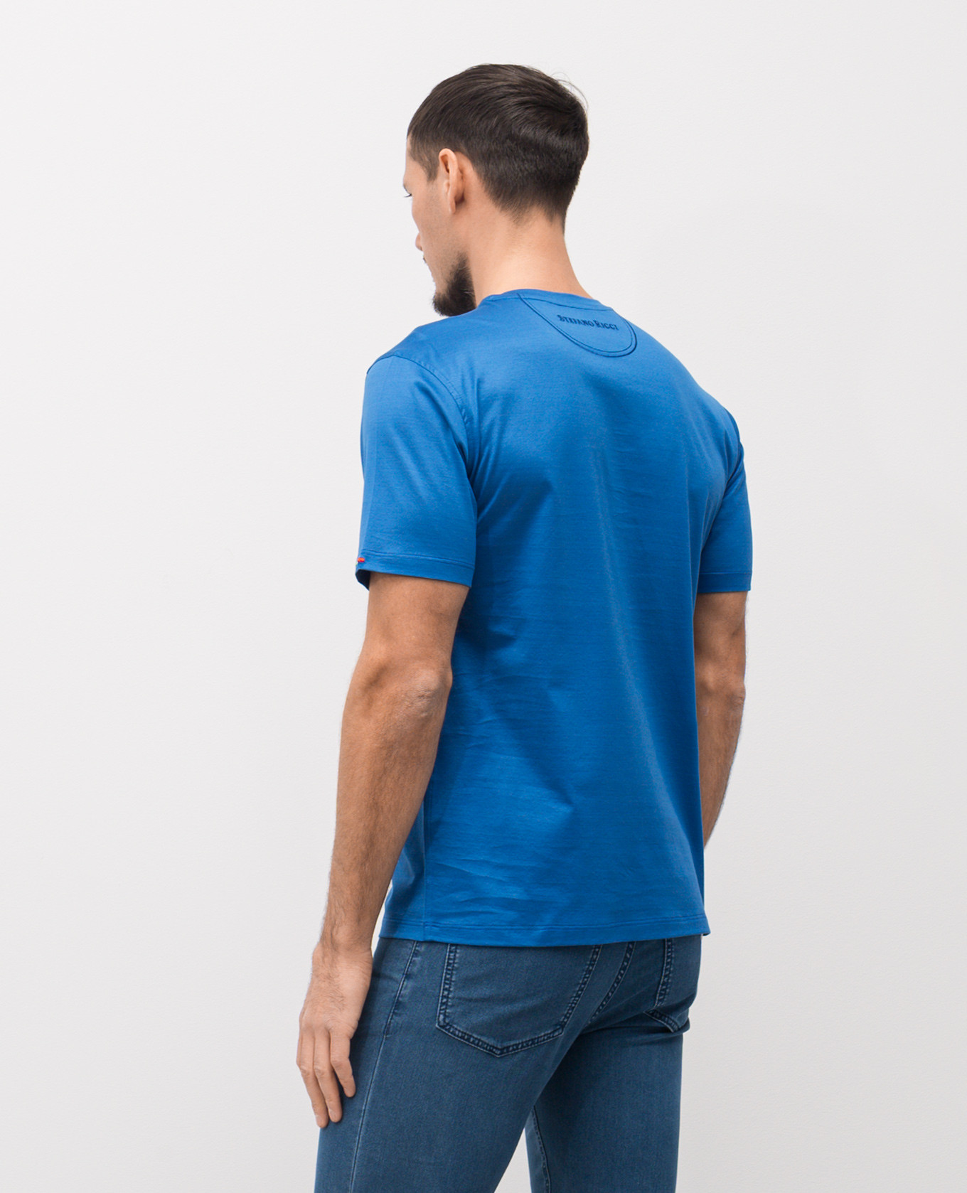

Blue T-shirt with embroidered logo Stefano Ricci