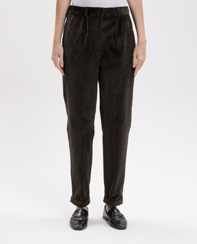 Kiton Green velvet trousers with lapels D50105K0590I