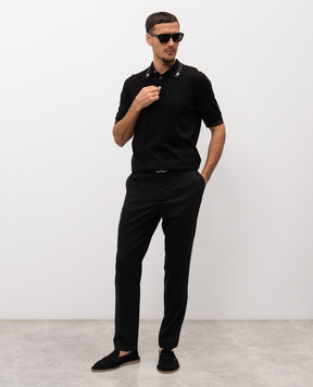 Dolce&Gabbana Black silk polo with DG logo monogram GXZ02TJBSOI