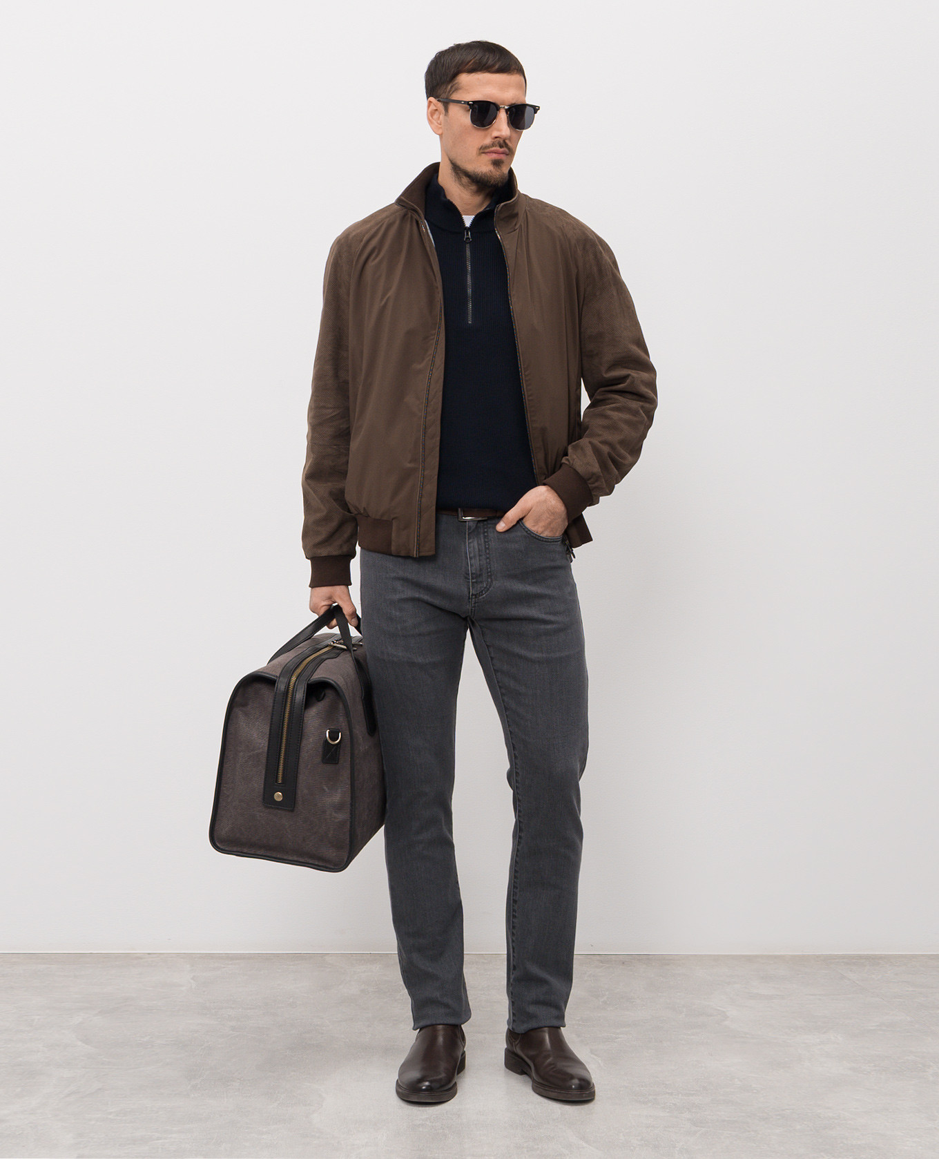 Brown suede combination jacket Canali 2