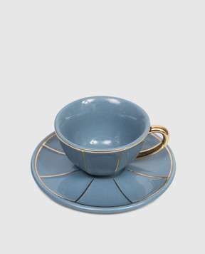 Bitossi Home Blue porcelain coffee cup and saucer FTB00513