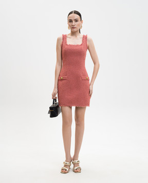Balmain Pink tweed sheath dress with wool GF0R2541WD60
