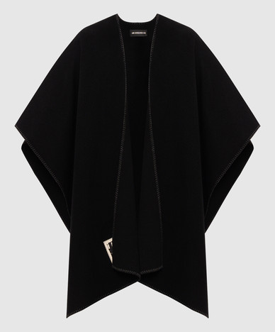 Black poncho with wool Ovart