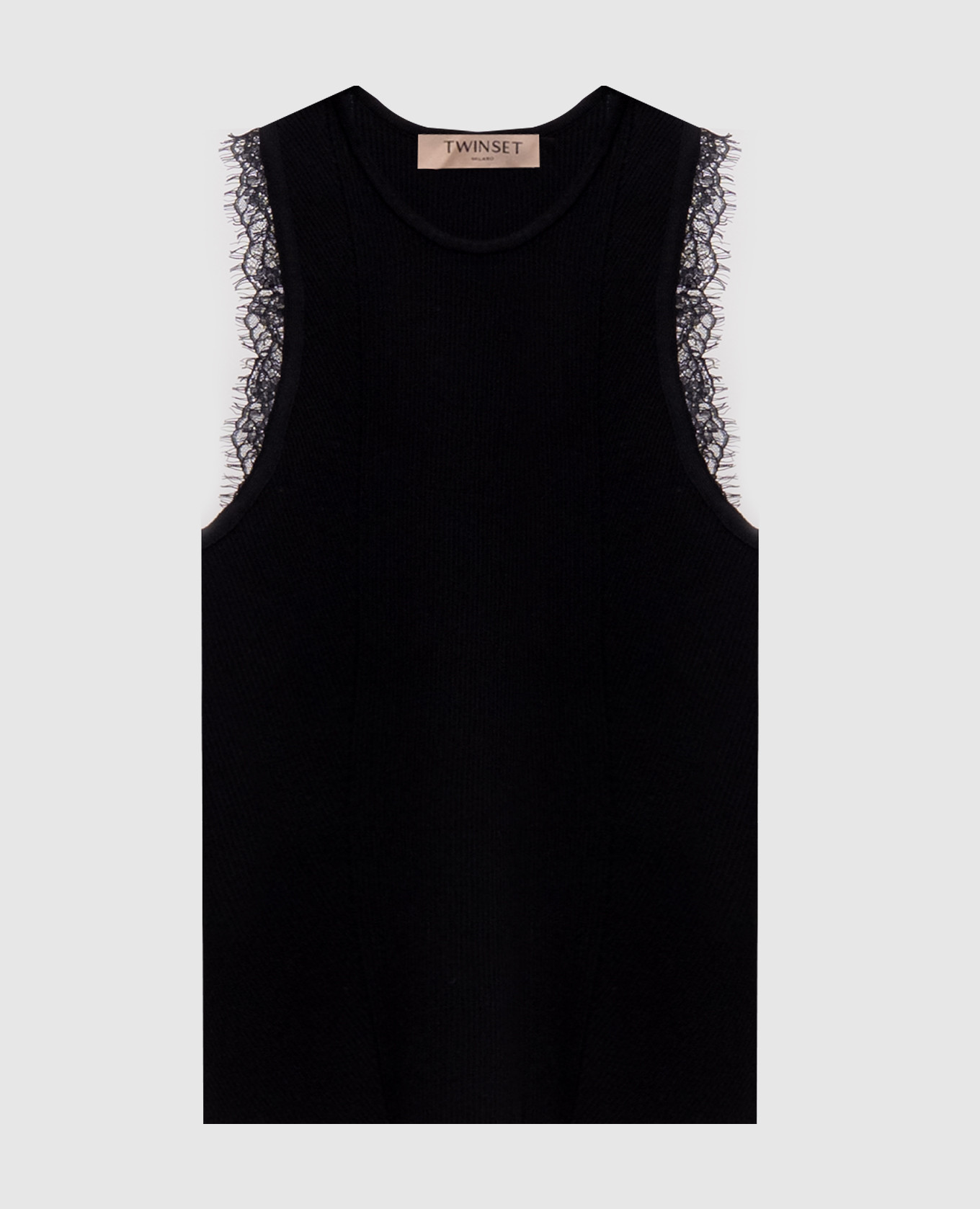 Black ribbed top with lace