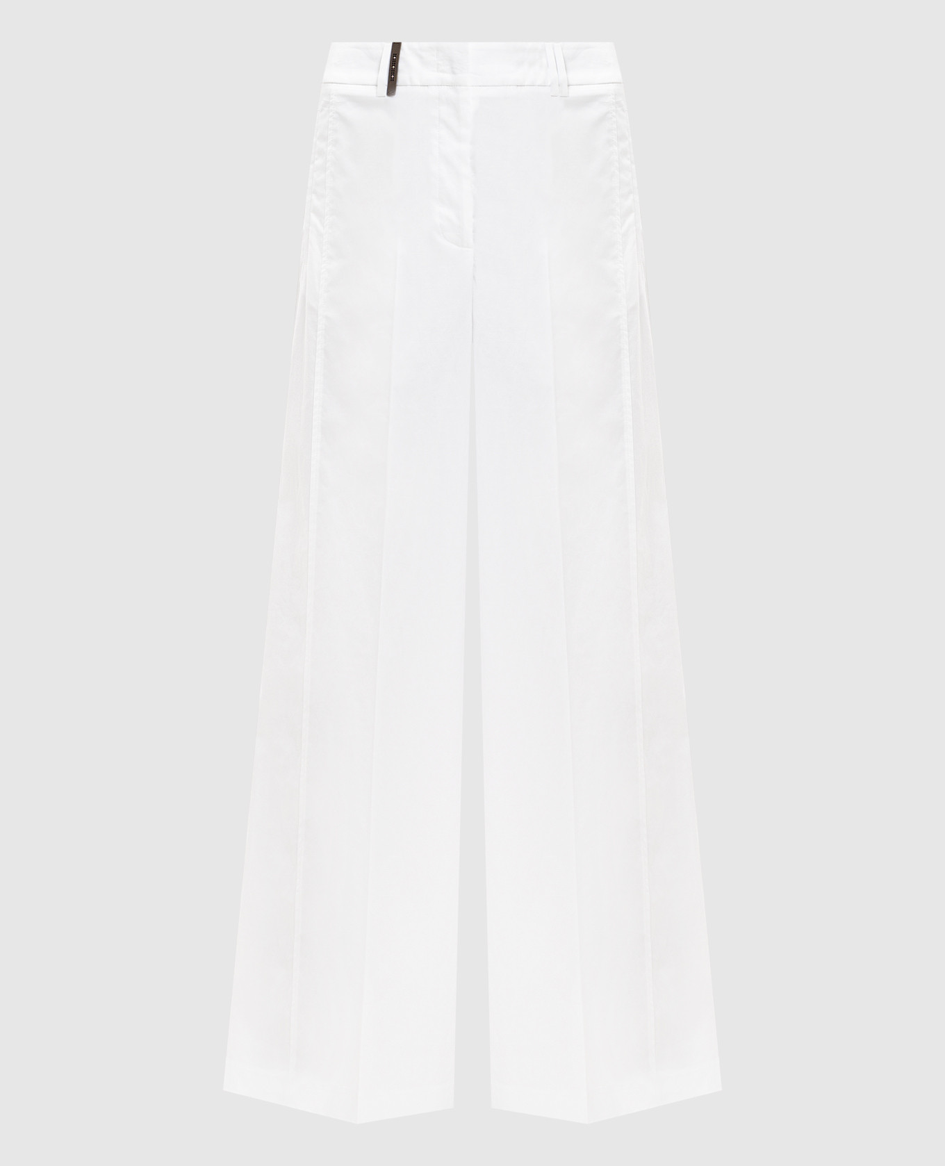 White pants with brand patch