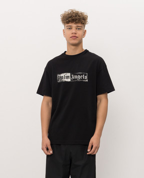 Palm Angels Black T-shirt with branded logo print PAMAA001JR005