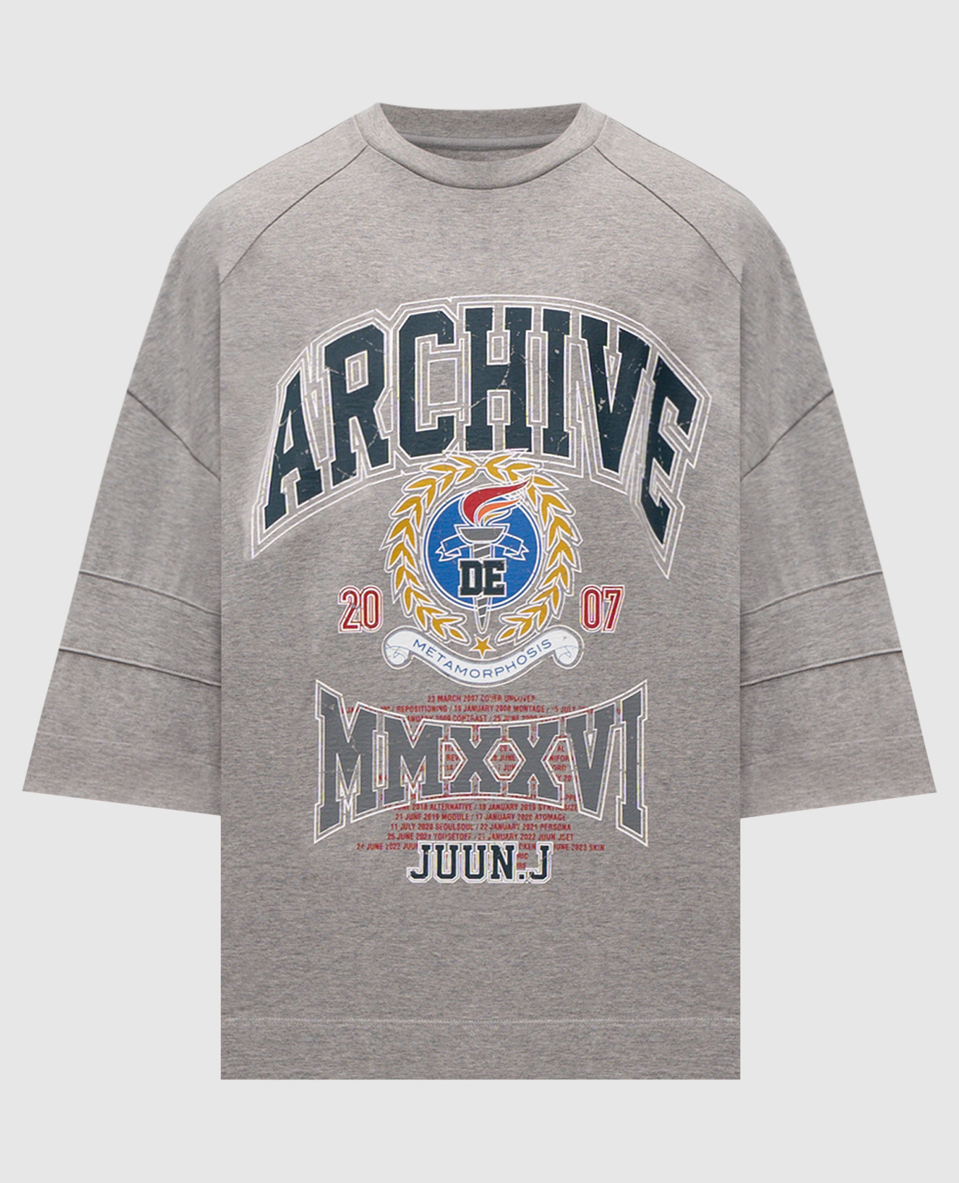 

Archive grey melange print t-shirt Juun.j