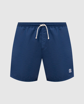 Brunello Cucinelli Blue swim shorts with embroidered logo MW817043
