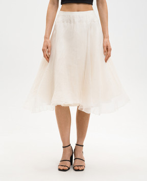 Marc Le Bihan Ivory silk layered skirt 25500