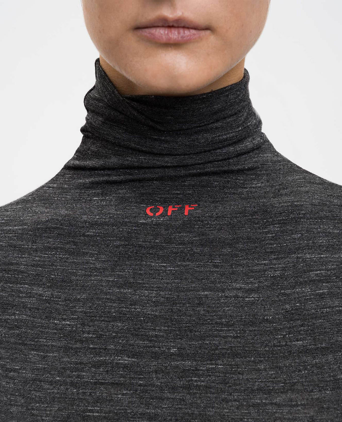 Grey melange golf shirt with print Off-White 5