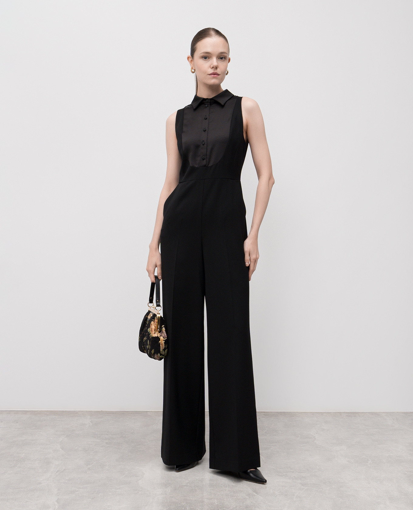 

Black wool jumpsuit with logo Twinset