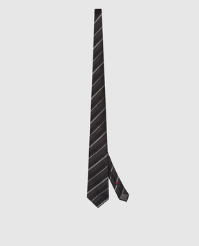 Brunello Cucinelli Black striped silk tie MR8450018