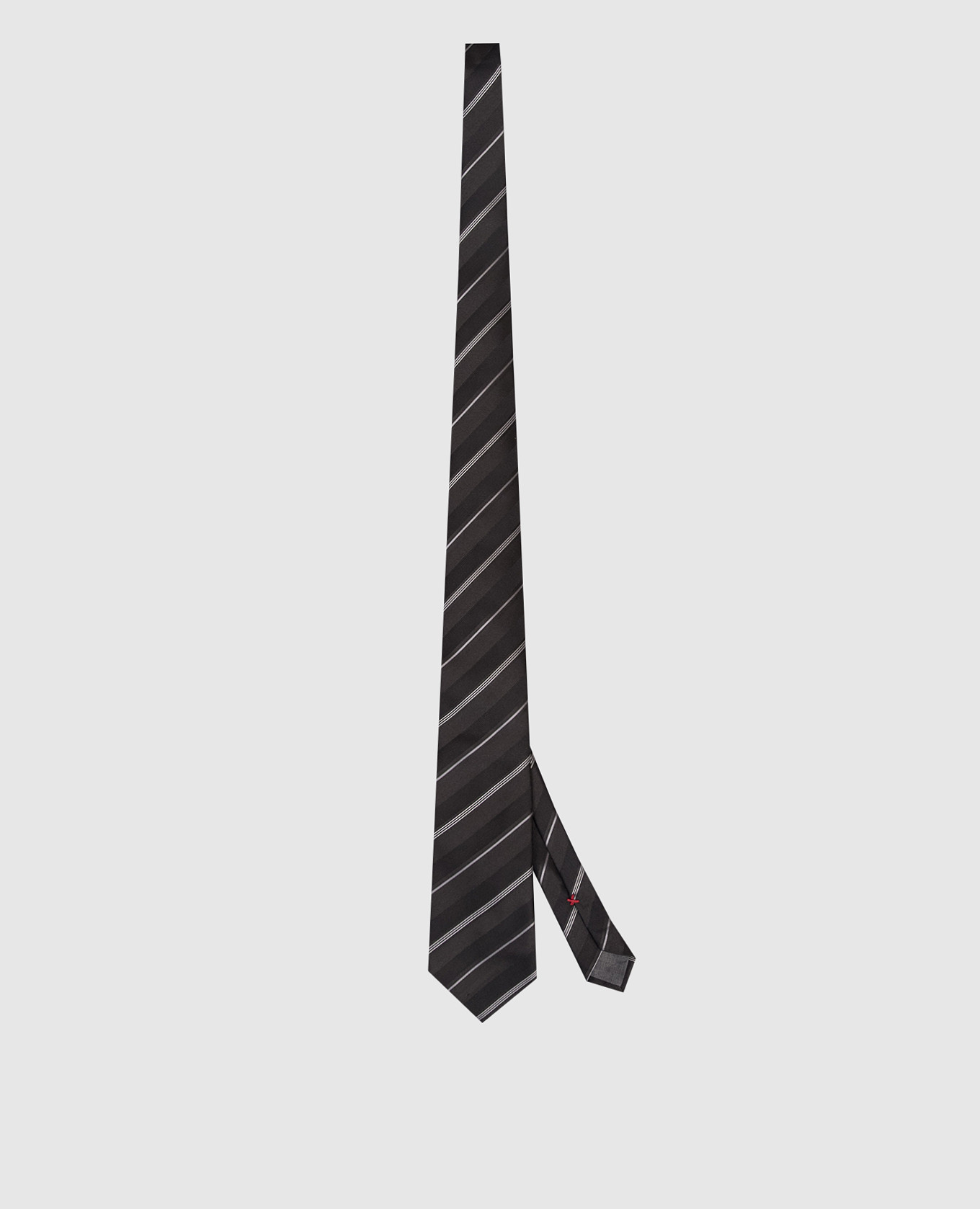 Black striped silk tie Brunello Cucinelli 3