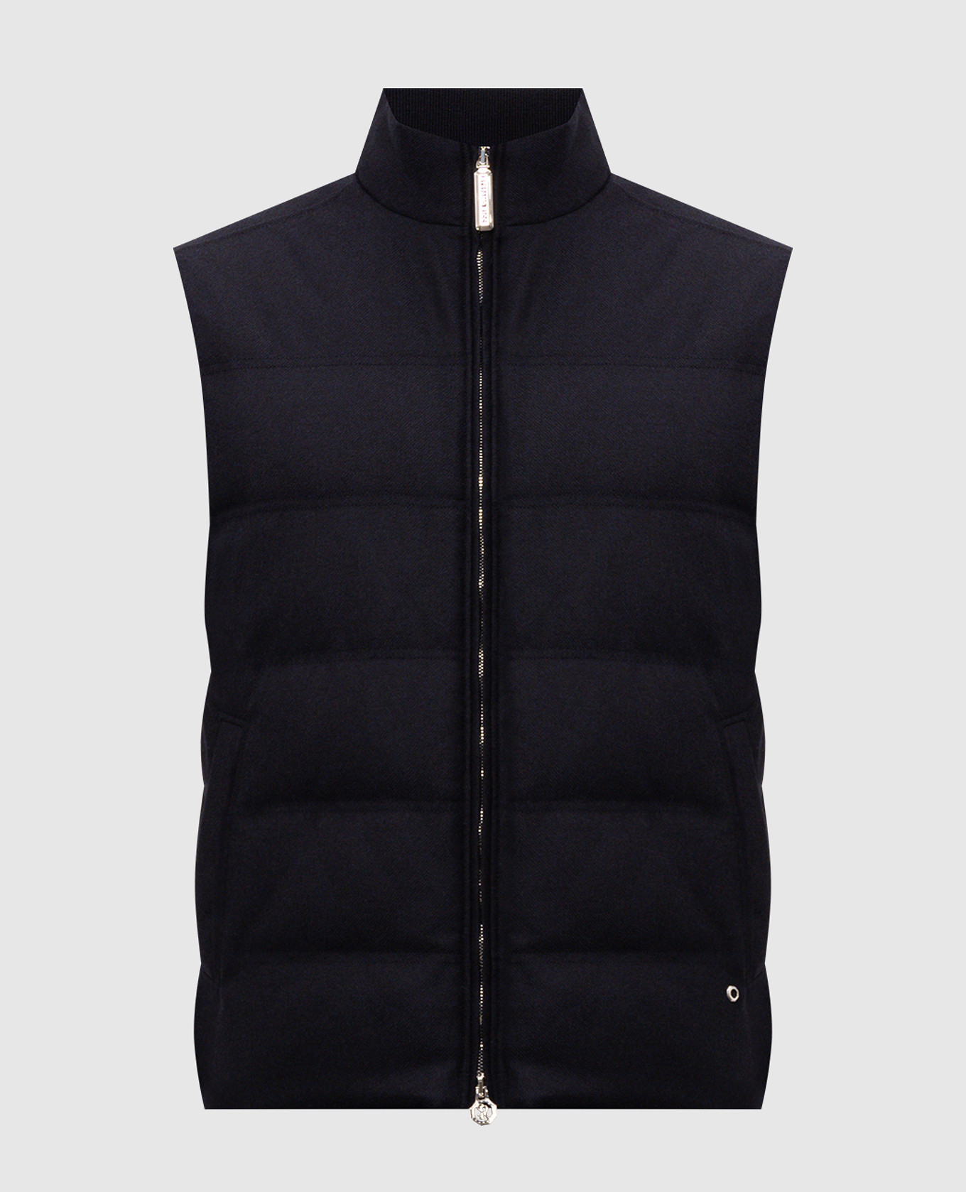 Blue wool and cashmere down vest