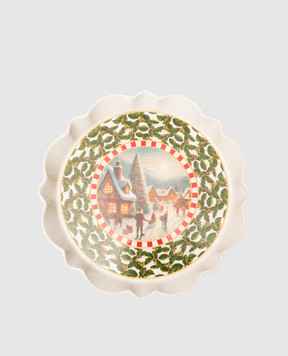 Palais Royal White porcelain serving dish with Christmas print 25405