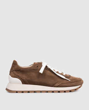 Brunello Cucinelli Brown suede sneakers with monil chain MZSFG3318P