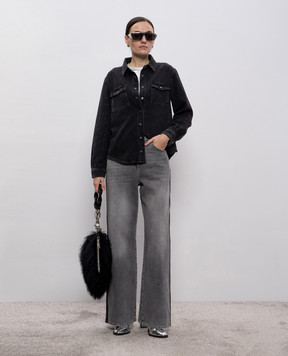 Twinset Black denim shirt with logo 252TT2272