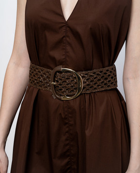 Twinset Brown leather braided belt 261TO5390