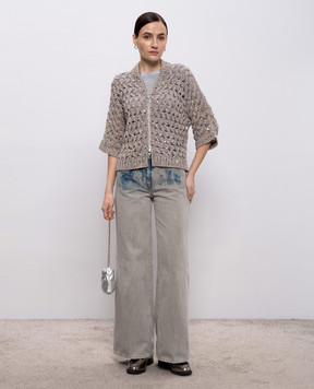 Peserico Beige cardigan with sequin pattern E99168F039329A