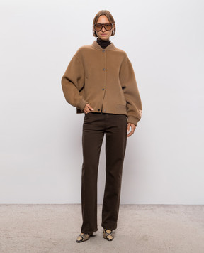 Solotre Brown wool and cashmere bomber jacket M1AC0012