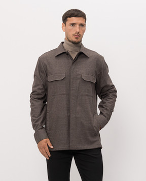 Stefano Ricci Brown wool and cashmere shirt SP008467WCEA2V