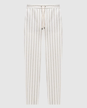 Agnona White striped linen pants T710U6YYB200