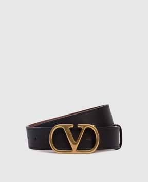 Valentino Reversible leather belt with VLogo emblem 8W2T0SQ3IYR