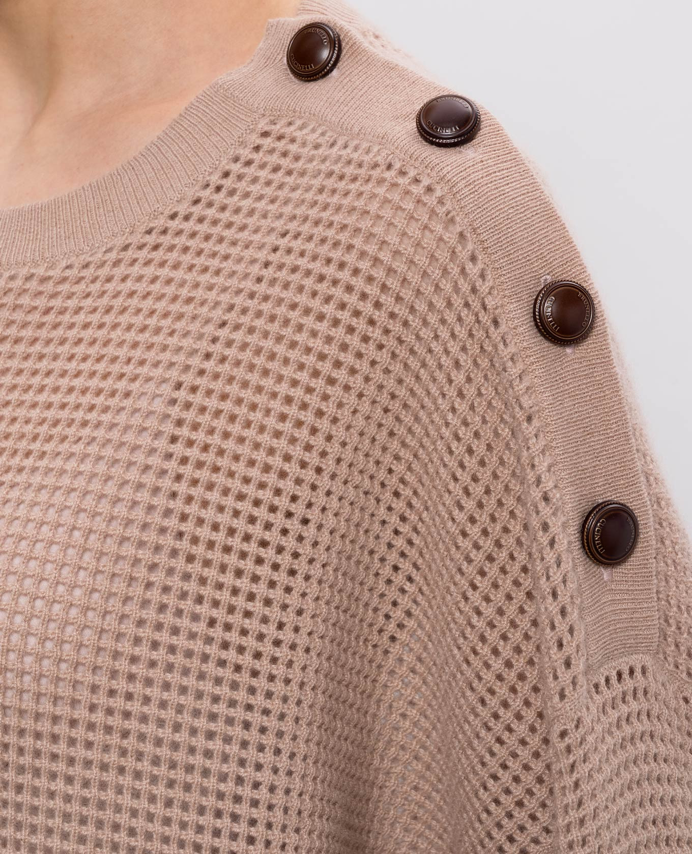 

Beige openwork cashmere jumper Brunello Cucinelli