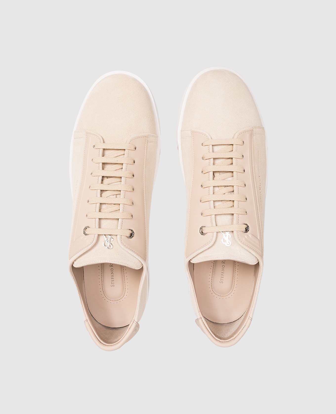 

Beige suede sneakers with logo Stefano Ricci