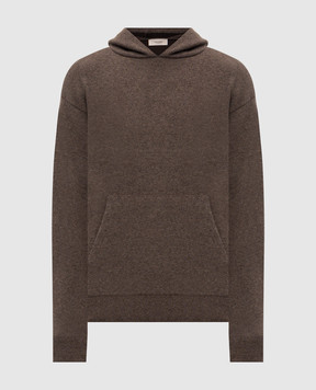 Agnona Brown cashmere, wool and silk hoodie KN12U582G1213