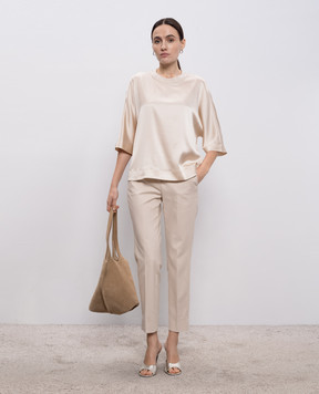 Peserico Beige pants with a patch A04718J001953
