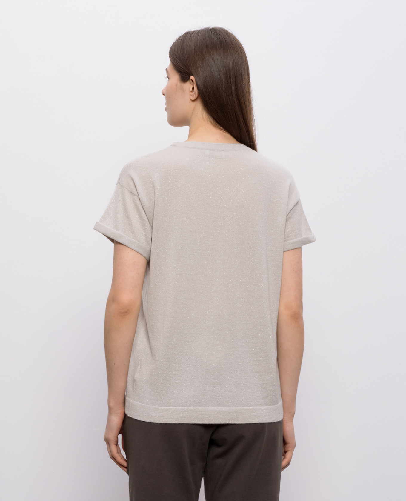 Gray cashmere and silk lurex t-shirt Brunello Cucinelli 4