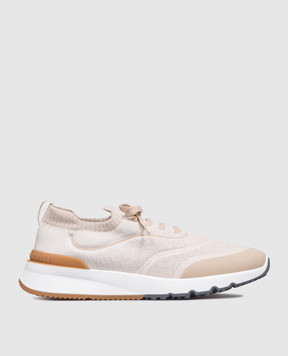 Brunello Cucinelli Beige sneakers with textured logo MZUEHRO342