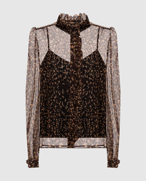 Twinset Brown leopard print silk blouse 262TP269B