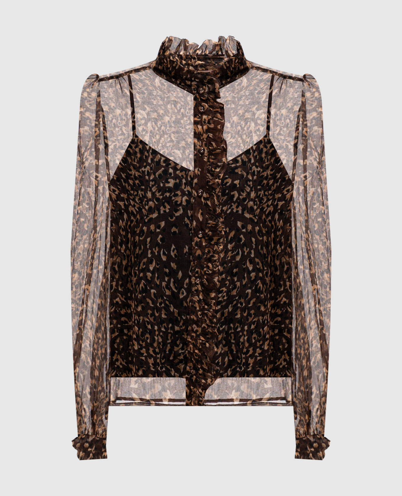 Brown leopard print silk blouse Twinset