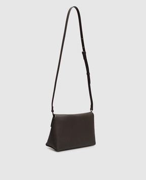 Brunello Cucinelli Brown leather cross-body bag with logo print MBXAB2836