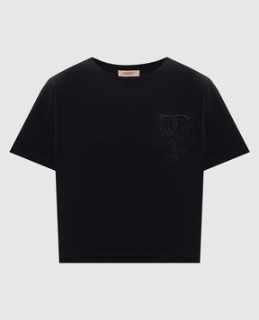 Twinset Black T-shirt with monogram embroidery 261TT2380