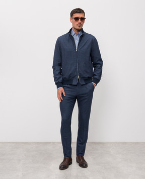 Enrico Mandelli Blue pants with wool, silk and linen GYM02B6043