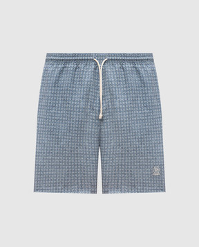 Brunello Cucinelli Blue printed swim shorts MR847043