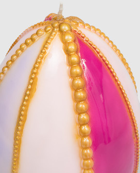 Cereria Introna Pink egg-shaped candle with beads 2191