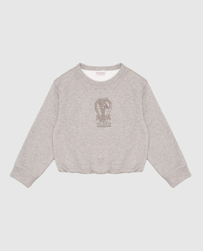 Brunello Cucinelli Children's gray sweatshirt with lurex BD983E457A