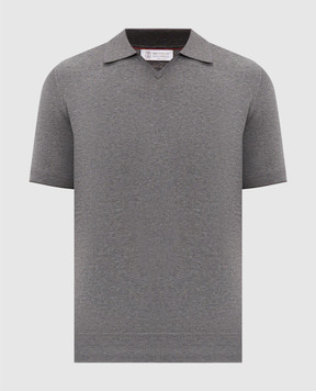 Brunello Cucinelli Grey polo collar t-shirt M29800145