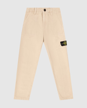 Stone Island Children's beige pants with logo K2S163100002S01041012