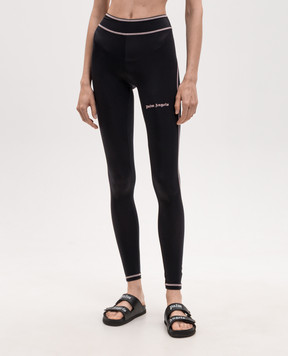 Palm Angels Black leggings with contrast logo print PWVG020S26FAB001
