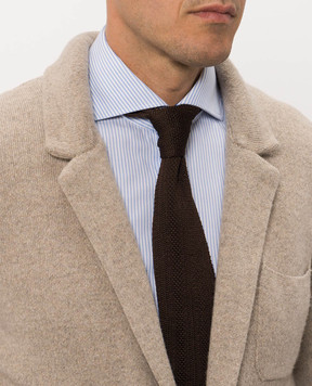Brunello Cucinelli Brown patterned silk tie MY8650018