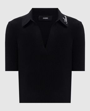AMIRI Black top with contrast logo embroidery AW326KN002