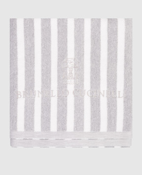 Brunello Cucinelli Grey striped beach towel MLSPUBS02
