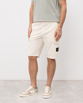 Stone Island Beige cargo shorts with patch L1S15L100018S0004