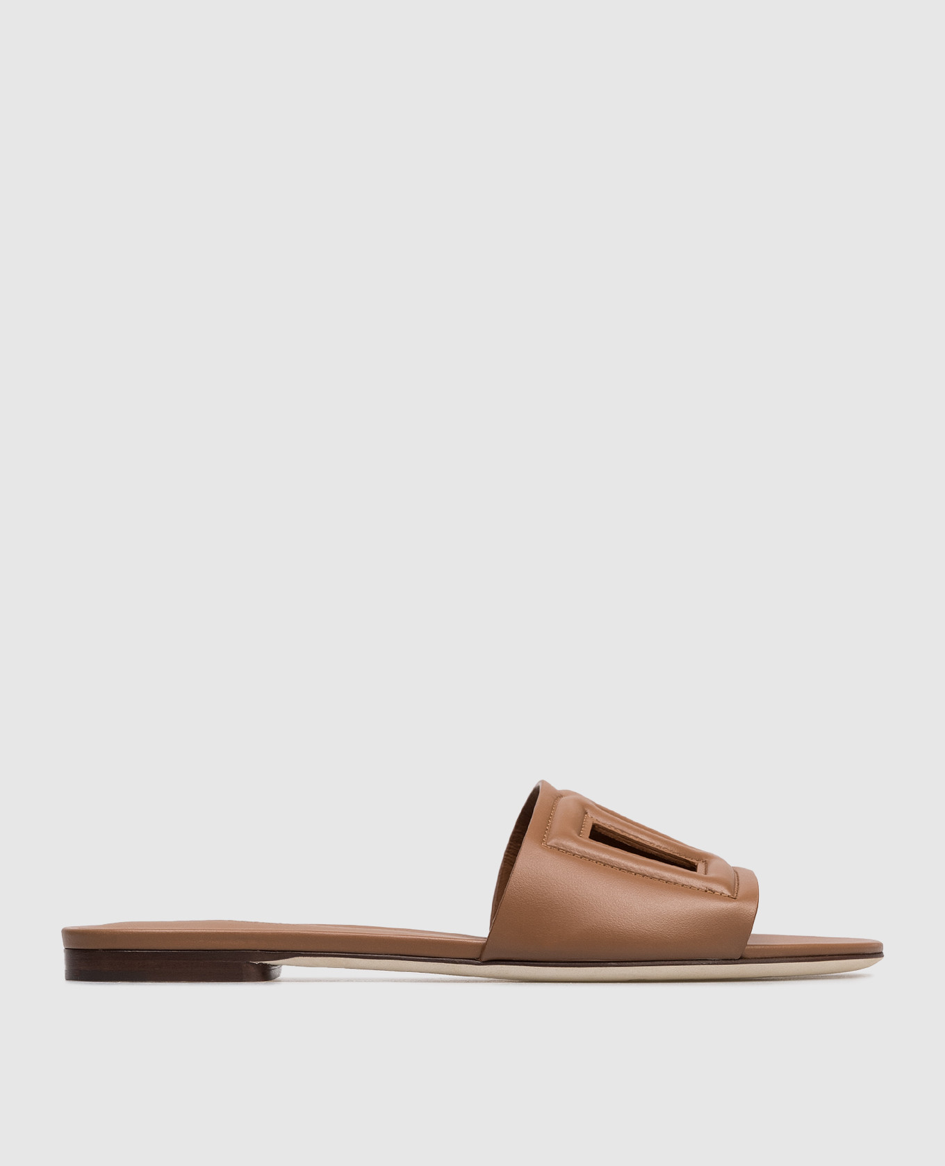 

Brown leather flip-flops with logo Dolce&Gabbana