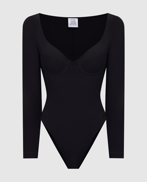 Vetements Black bodysuit with logo embroidery WE76BD408B